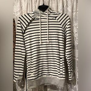 Amelia James Thumbhole, Dual Hood, Striped, Pull Over Hoodie. Size Small. $7